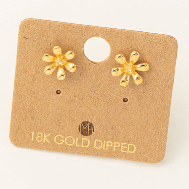 Gold Dipped Mini Flower Stud Earrings