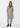 Herringbone Long Sleeve Button Front Coatigan - S / Taupe/Cream - Coatigan