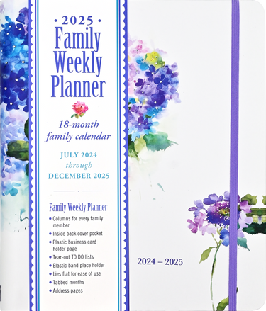 2025 Hydrangeas Family Weekly Planner floral cover