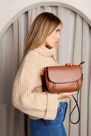 Dual zip flapover crossbody bag