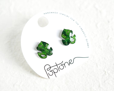 Monstera Tropical Leaf Earrings