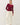 Ribbed Button Up Cardigan in dark pink full-length view
