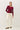 Ribbed Button Up Cardigan in dark pink full-length view