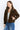 Sherpa Fleece Zip-Up Jacket Contrast Trim angled front view highlighting the zip closure