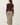 Ribbed Button Up Cardigan in burgundy back view