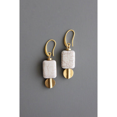Gray magnesite and brass earrings