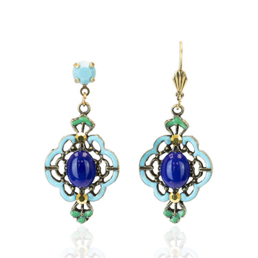 Lapis Lazuli Blue Stone Egyptian Revival Earrings