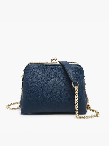 Snap pouch crossbody bag with chain strap