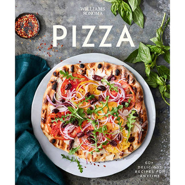 Williams Sonoma Pizza cookbook cover with colorful pizza