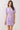 Striped Flattering V Slit Neck Bubble Sleeve Dress in lilac