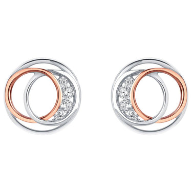 Two-Tone Sterling Silver Infinity Rings Earrings
