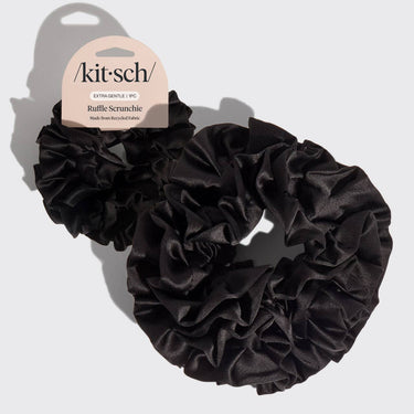 Black Ruffle Scrunchie fabric hair accessory