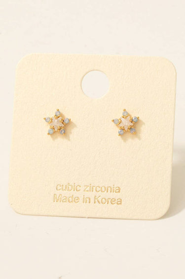 Gold Dipped Cz Cluster Star Stud Earrings - G - Studs