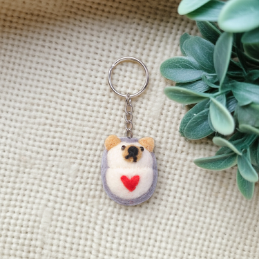 Handmade felt hedgehog keychain