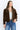 Sherpa Fleece Zip-Up Jacket Contrast Trim side view showing the relaxed fit