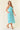 Two Tone Floral Button-Down Bodice Midi Dress in turquoise front view