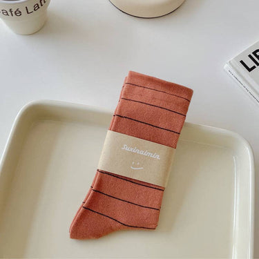 Simple Striped Soft Cotton Socks pink