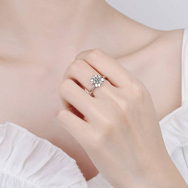 Four-Prong Moissanite Engagement Ring in 925 Sterling Silver