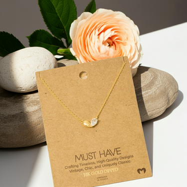 Gold Dipped Cz Heart Shape Pendant Necklace - Gold - Necklace
