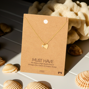 Silver Heart And Stud Charm Necklace