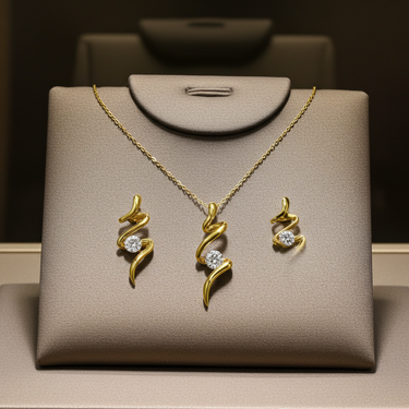 Spiral Jewelry Set - Gold and Crystal