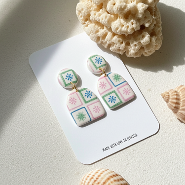Grand millennial Square Print Earrings