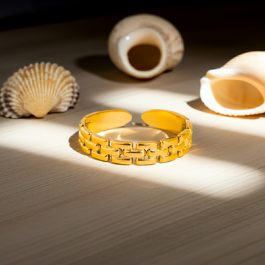 18K gold non tarnish thin chain ring