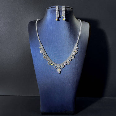 Princess Floral Rhinestone Necklace & Earring Set