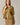 Model wearing mustard yellow short sleeve sweater cardigan