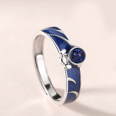 Planet Saturn Astronaut Star Couple Ring in Sterling Silver