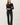 Ribbed Button Up Cardigan in black full-length front view