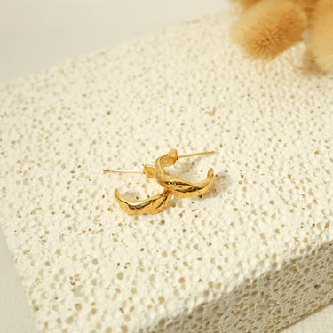 Small thick gold hoop earrings