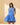 Kaidy Tropical Loly Trapeze Mini Dress featuring a blue patterned design and ruffle trim split neckline.