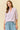 Striped Puff Sleeve Pullover Top in lavender front view