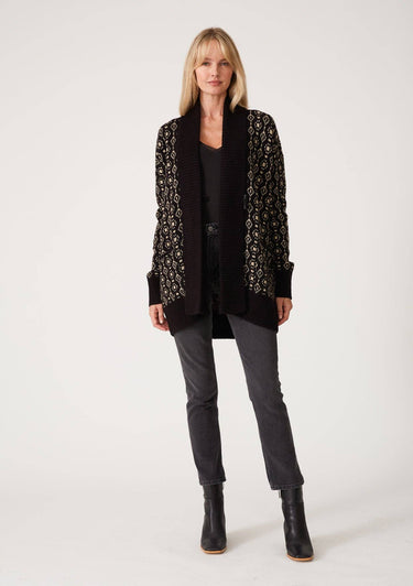 Geo Jacquard Long Sleeve Cardigan