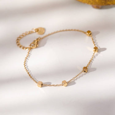 Gold Chain Bracelet With 5 Cubes