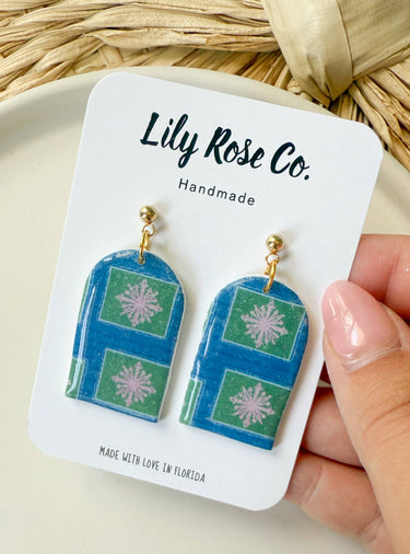 Dark Blue Print Earrings