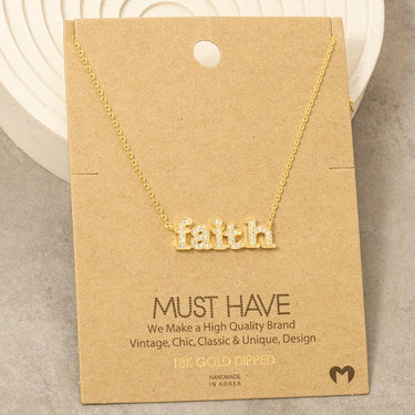 Gold Dipped Faith Pendant Necklace - G - Necklace
