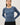 Ribbed Button Up Cardigan in blue with black pants