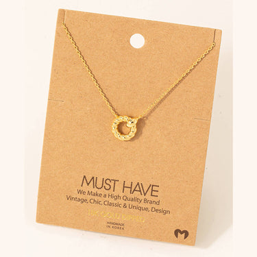 Gold Dipped Twisted Hoop Pendant Necklace