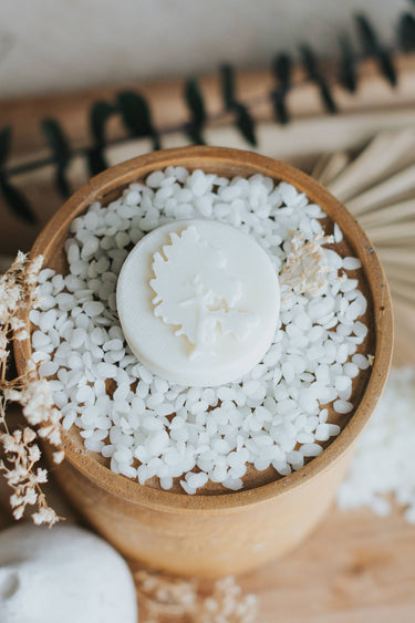 Close-up of Eucalyptus Orange Beeswax Lotion Bar