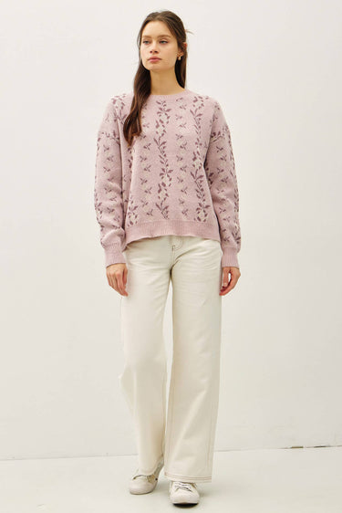 COZY FLORAL JACQUARD SWEATER TOP - Sweater