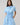 Saida Striped Kenda Shift Mini Dress in blue and white stripes with short sleeves and drawstring waist.