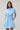 Saida Striped Kenda Shift Mini Dress in blue and white stripes with short sleeves and drawstring waist.