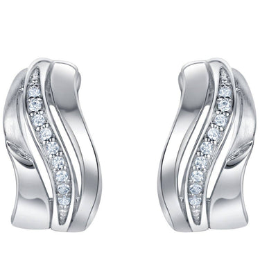 Sterling Silver Delicate Waves Huggie Hoop Earrings