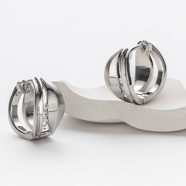 Sterling Silver Waves Huggie Hoop Earrings Hypoallergenic