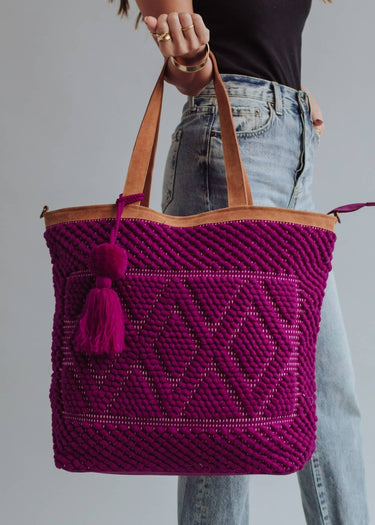 Magenta Diamond Pattern Tote