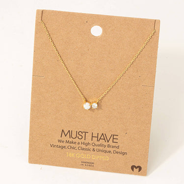 Dainty Chain Opal Rhinestone Charm Necklace