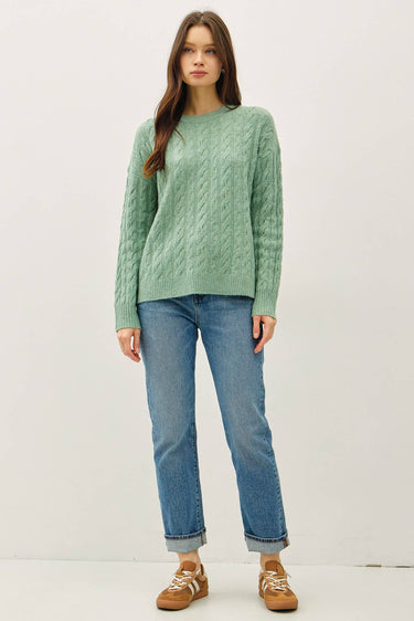 ULTRA SOFT CABLE KNIT CREWNECK SWEATER TOP - Sweater