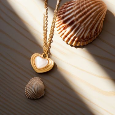 Jennie-White Non-Tarnish Shell Stone Heart Necklace